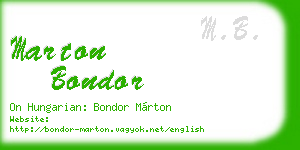 marton bondor business card