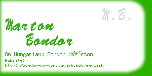marton bondor business card